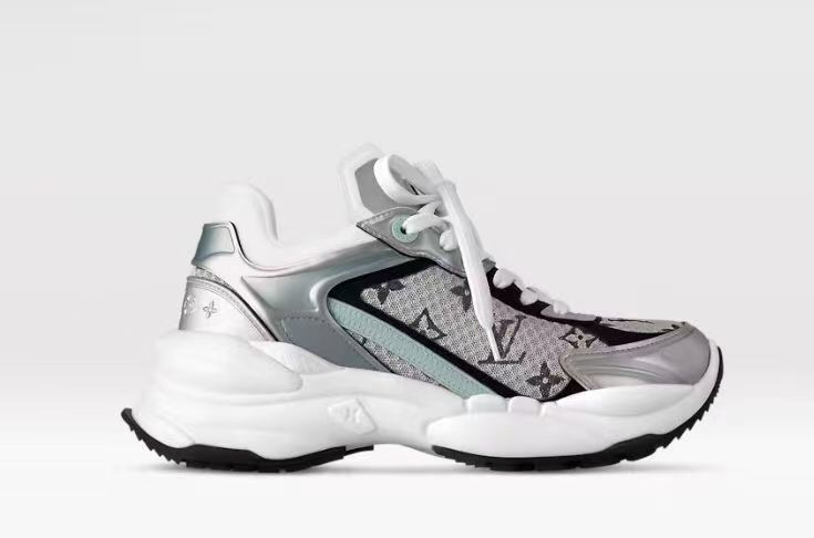 2025 Women Louis Vuitton White Black Mint Leather Mesh Sneakers LY00340