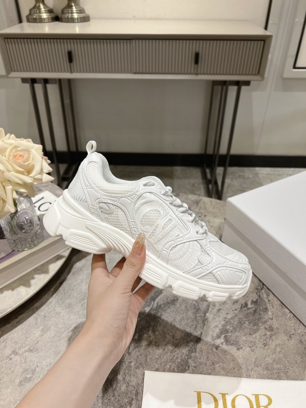 2025 Women Dior White Fabric Running Shoes KFY00370