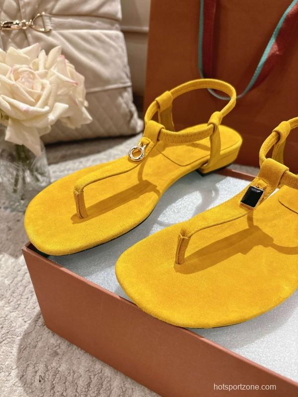 2025 Women LP Yellow Suede Sandals LY00250