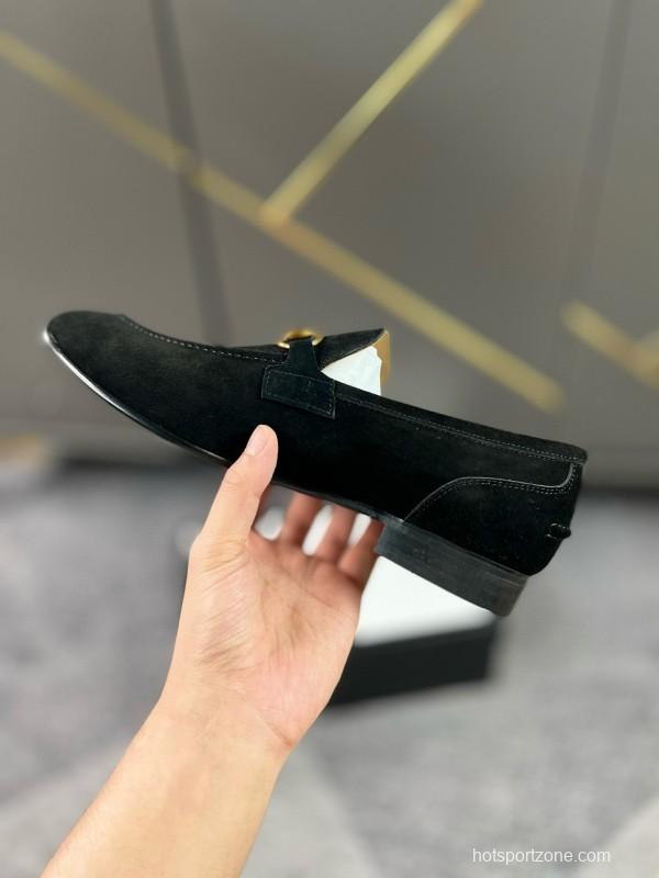 2024 Men Gucci Black Suede Leather Loafers MJ00280