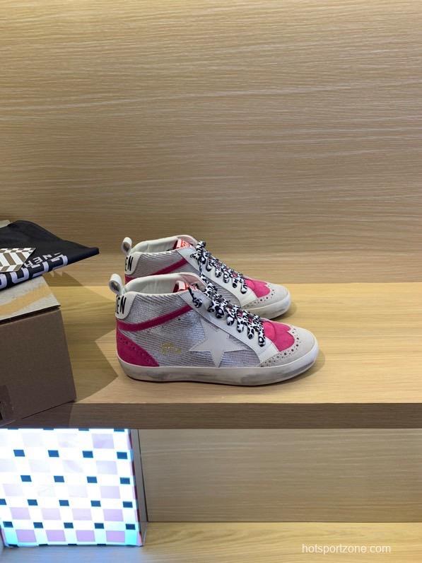 2024 Unisex GGDB White Pink Leather Suede High Top Sneakers MJ00300