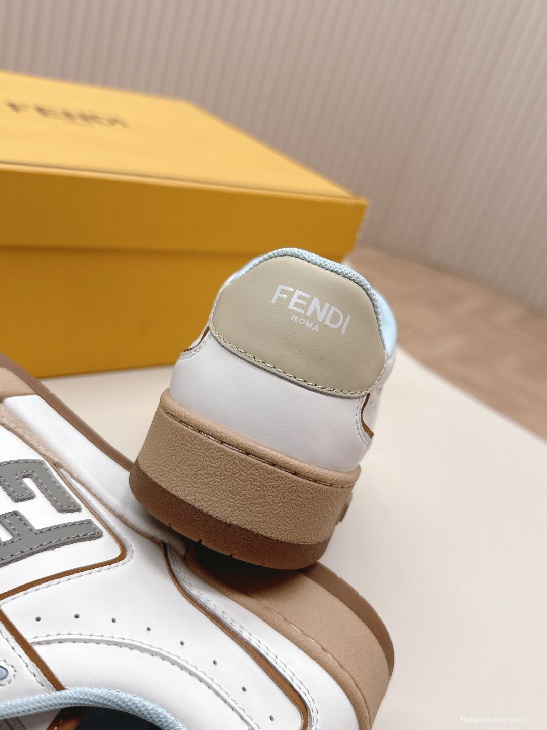 2025 Women Fendi White Beige Suede Leather Sneakers LY00350(F)