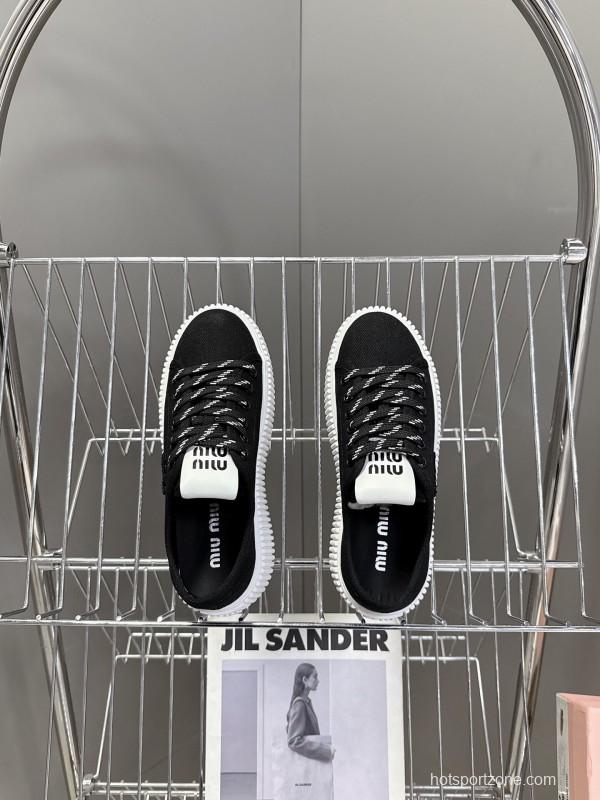2025 Women Miu Miu Black Canvas Sneakers LY