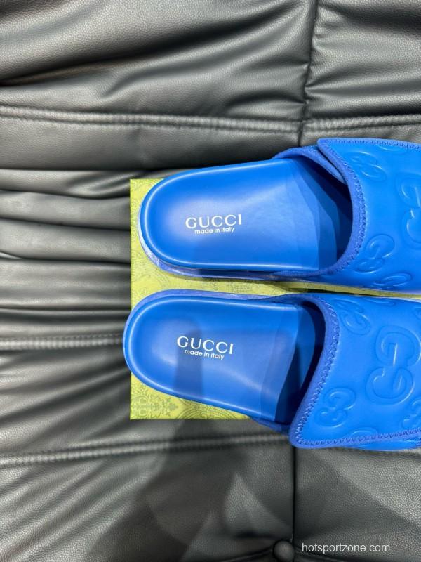 2024 Slippers Gucci Blue Leather Slippers MJ00200