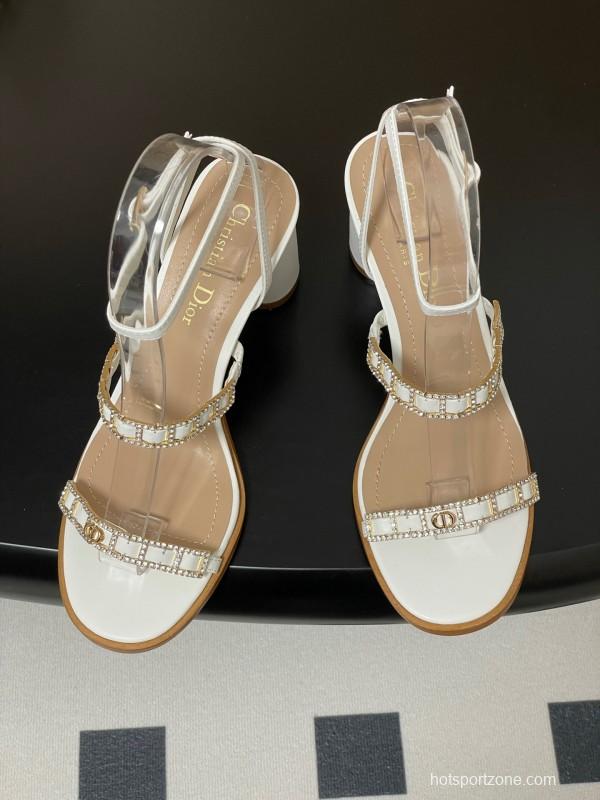 Dior D-lssime Heeled Sandals with Crystal Embellishments and Cross Straps - 2025SS