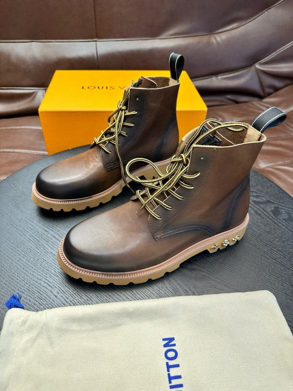 2024 Men Louis Vuitton Brown Calf Leather Boots MJ00440