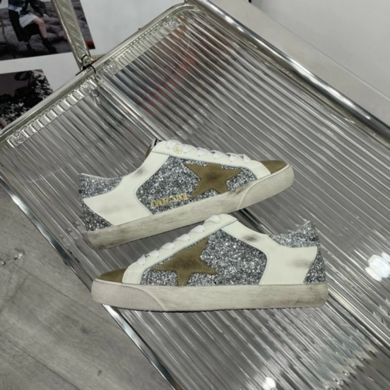 2025 Women GGDB Silver White Suede Leather Sneakers