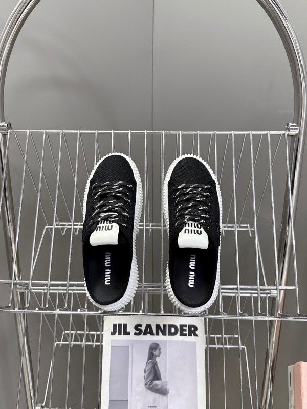 2025 Women Miu Miu Black Canvas Sneakers LY