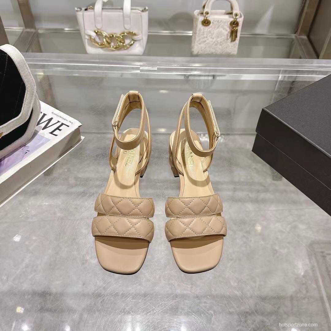 2025 Women Chanel Beige Leather Sandals LY00280