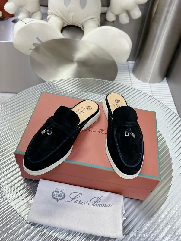 2024 Slippers LP Black Suede Loafers