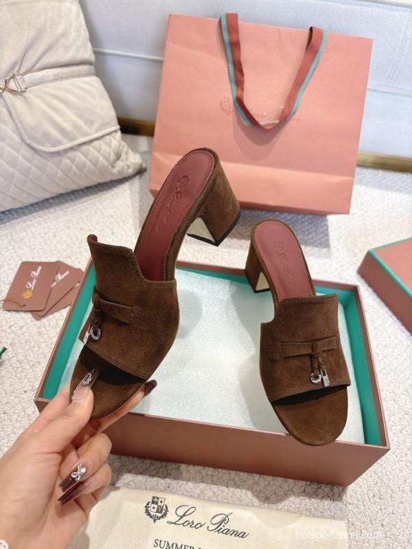 2025 Women LP Brown Suede Mules