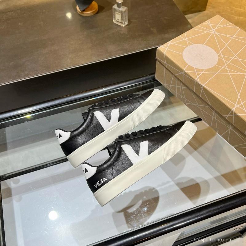 2025 Unisex VEJA Black White Leather Sneakers