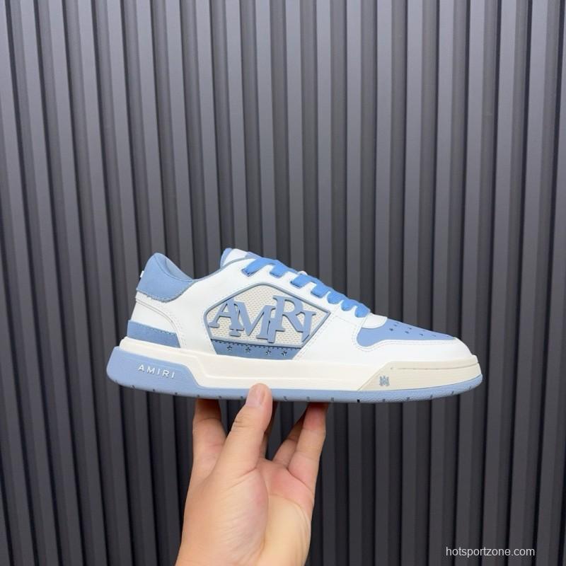 2025 Unisex Amiri White Light Blue Leather Sneakers MJ00360