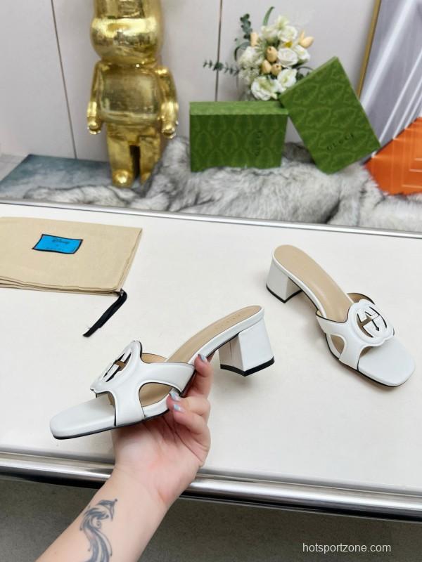 2025 Gucci White Leather Slippers MJ00190