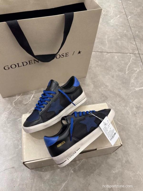 2024 Unisex GGDB Black Blue Leather Mesh Low Top Sneakers MJ00260