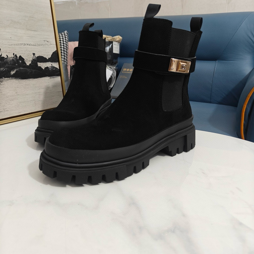 2024 Women Dolce & Gabbana Black Suede Boots MJ00390