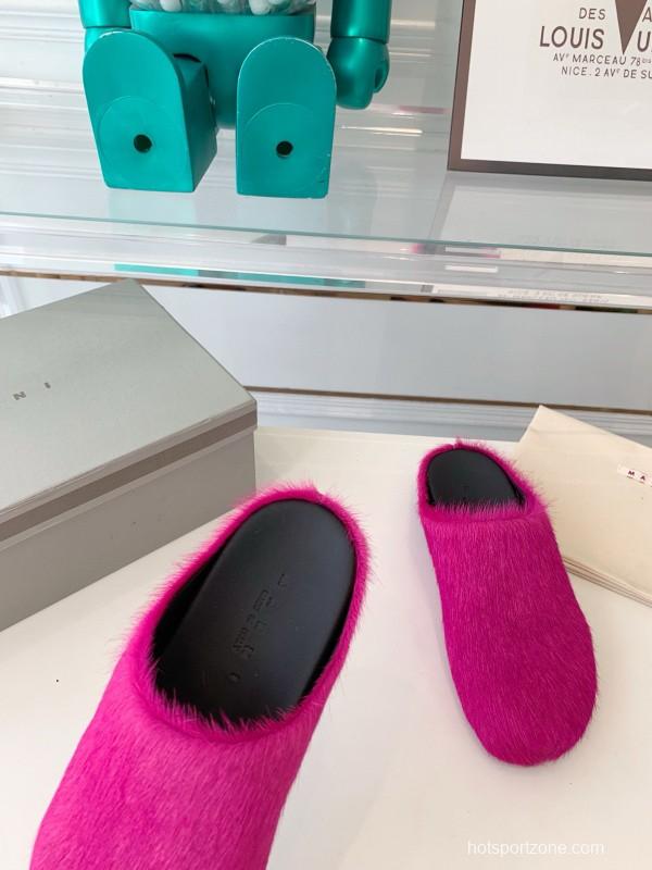 2024 Slippers Marni fuchsia pony hair slippers