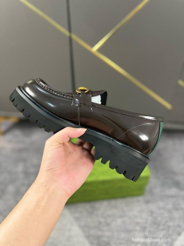 2024 Women Gucci Black Calf Leather Loafers MJ00300