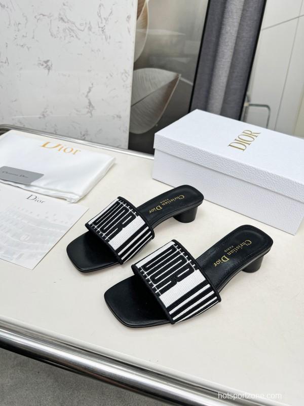 2025 Women Dior Black White Fabric Sandals LY00200