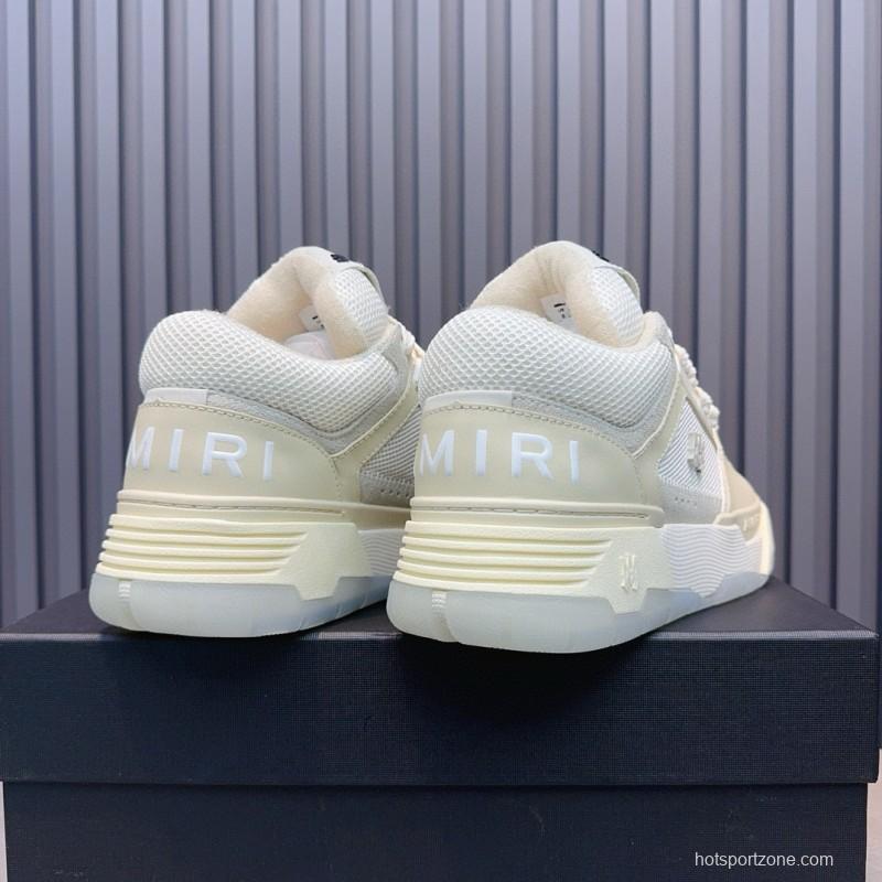 2024 Unisex Amiri White Mesh Leather Sneakers MJ00360