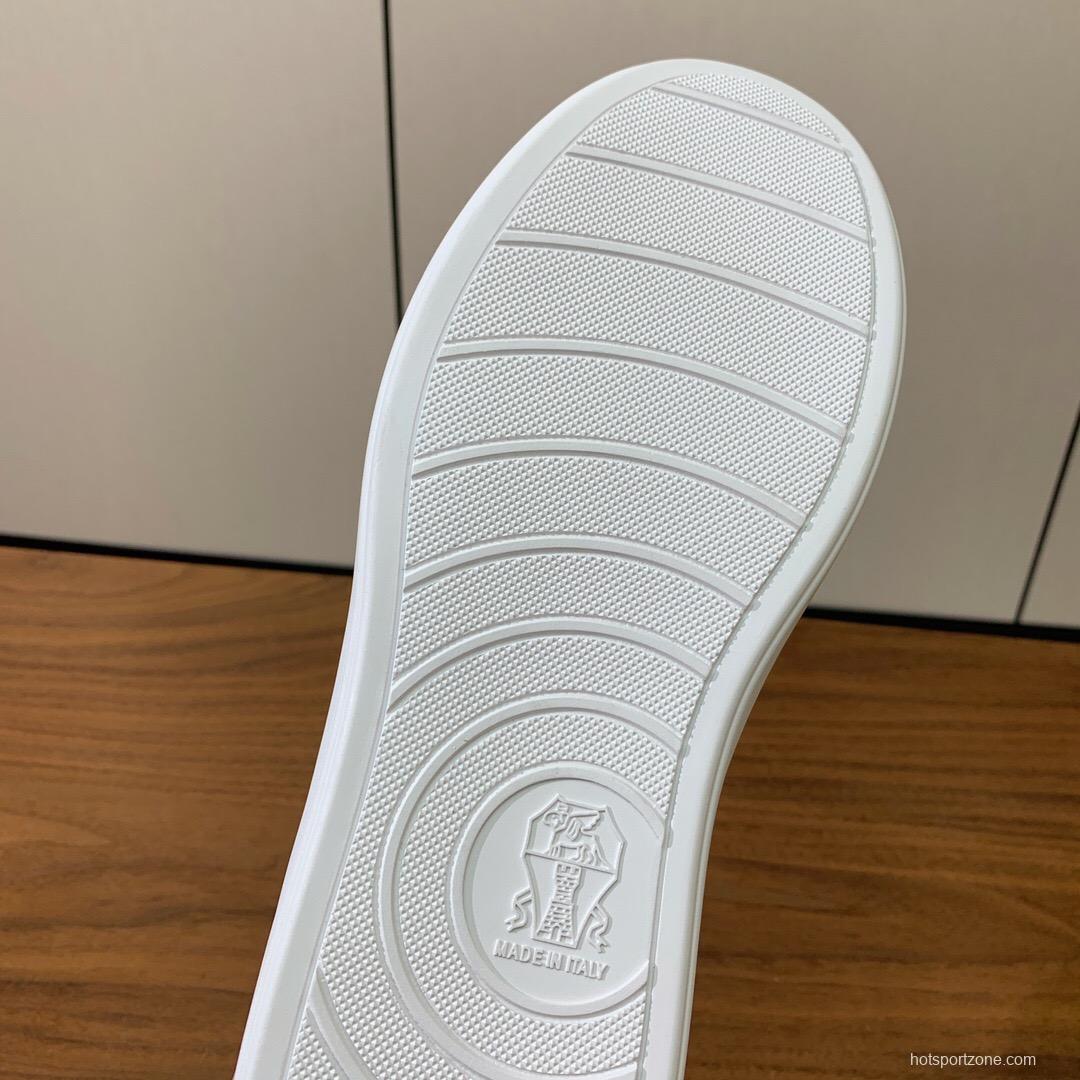 2025 Unisex Brunello Cucinelli Light Grey Leather Casual Sneakers Handcrafted KFY00310