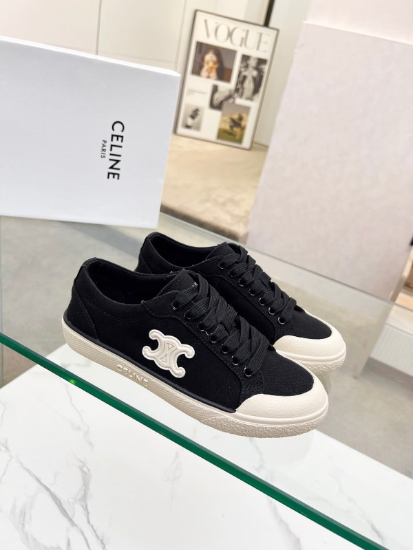 2025 Women Celine Black Canvas Sneakers LY00210