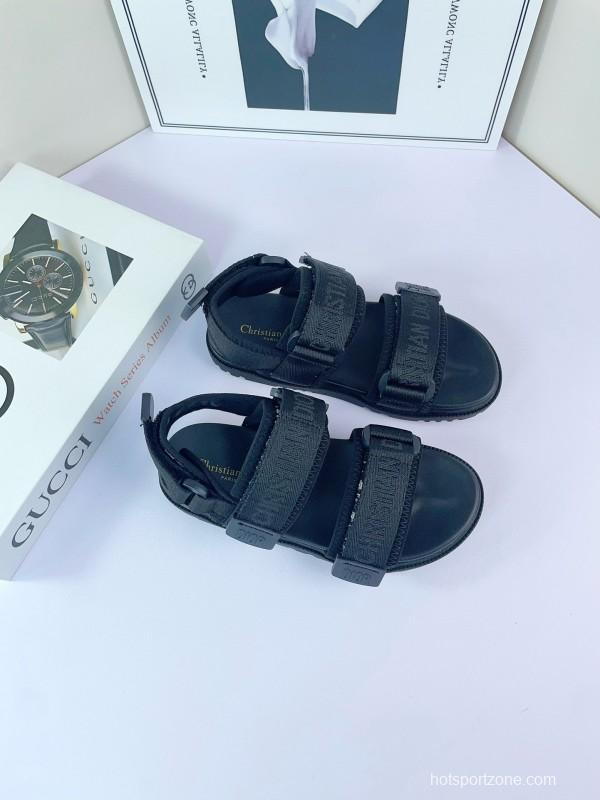 2025 Kids Dior Grey Black Fabric Sandals