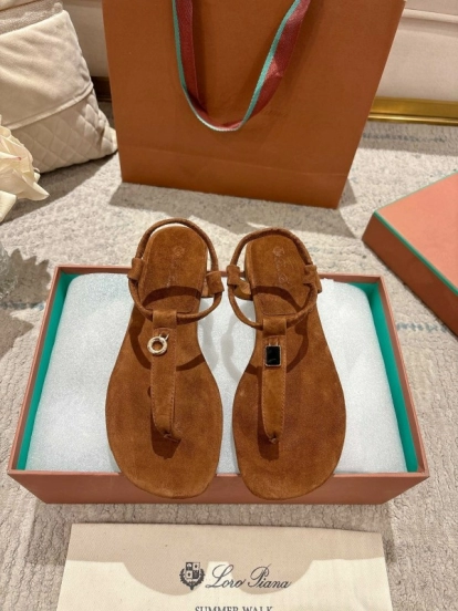 2025 Women LP Brown Suede Sandals LY00360