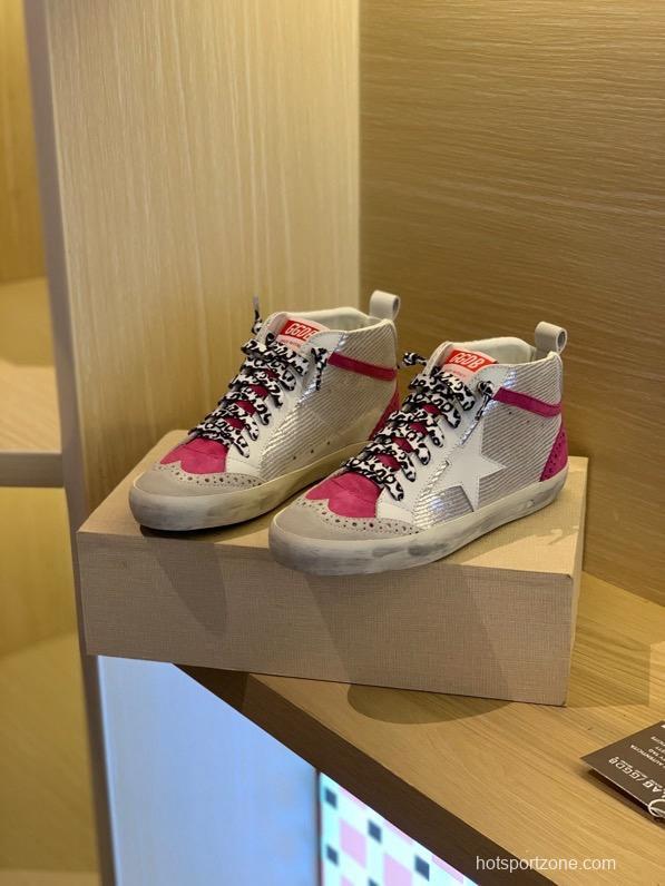 2024 Unisex GGDB White Pink Leather Suede High Top Sneakers MJ00300