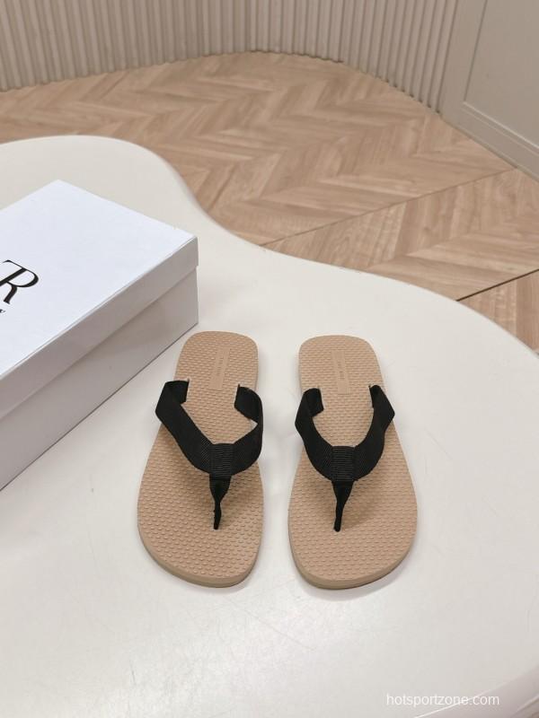2025 The Row Black Beige Fabric Slippers