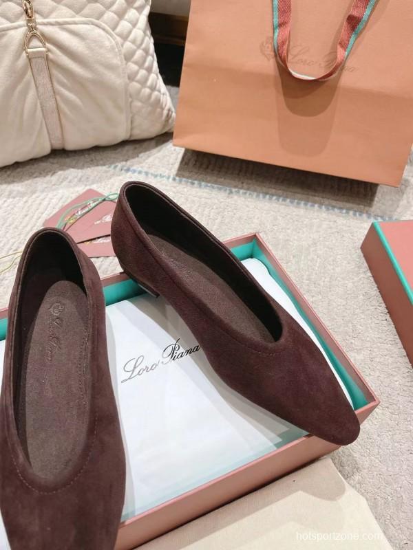2025 Women LP Brown Suede Ballet Flat LY00320