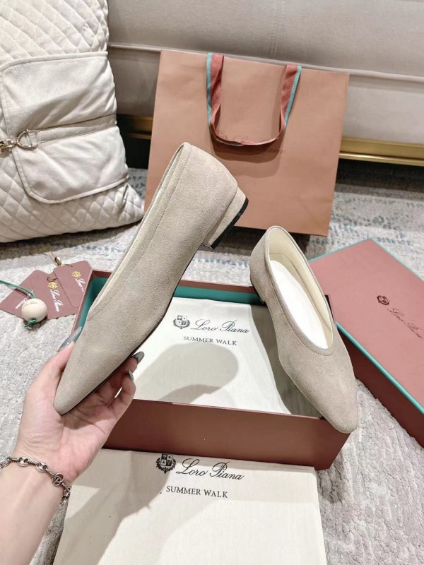 2025 Women LP Beige Suede Ballet Flats LY00320