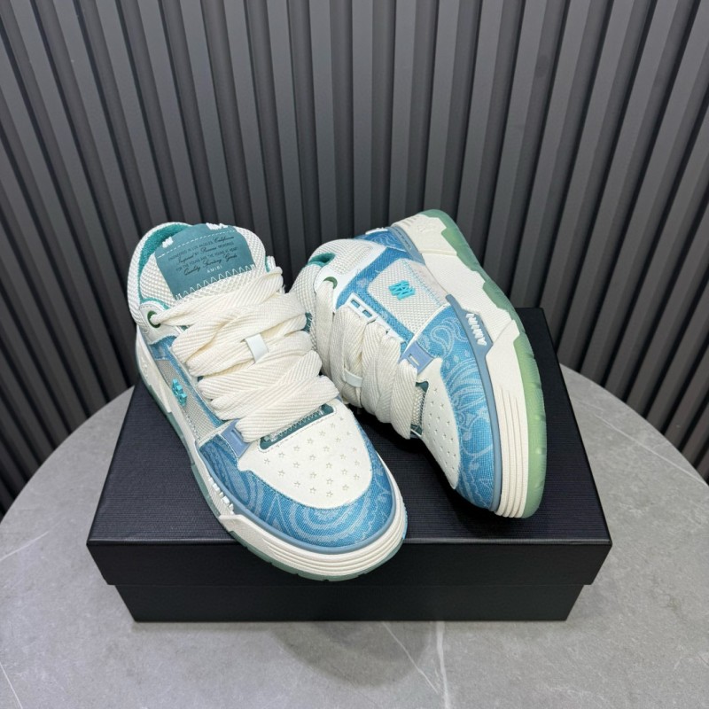 2024 Unisex Amiri Blue White Mesh Leather Sneakers MJ00360