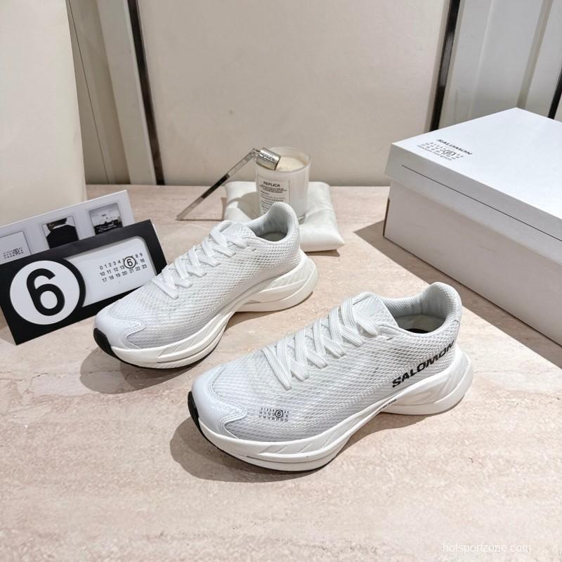 2025 Unisex MM6 Maison Margiela White Polyester Polyurethane Rubber Road Running Shoes Collaboration KFY00330