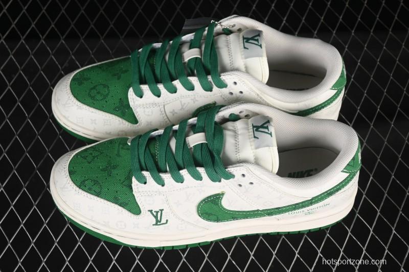 Nike SB Dunk Low LV Collaboration Green Denim Anniversary High-End Custom Low-Top Casual Skate Shoes - SC9772-805