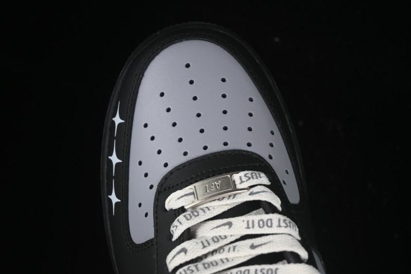 Nike Air Force 1 '07 Low Black Silver Court Low-Top Casual Sneakers - ZH0316-085