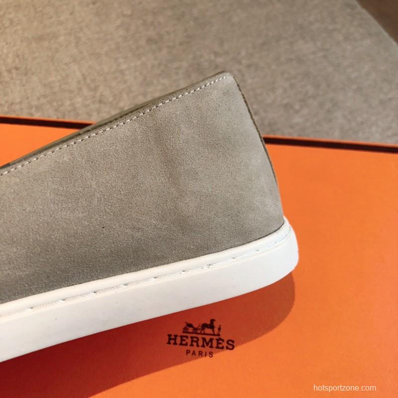 2025 Men Hermès Beige Suede Loafers AS00380