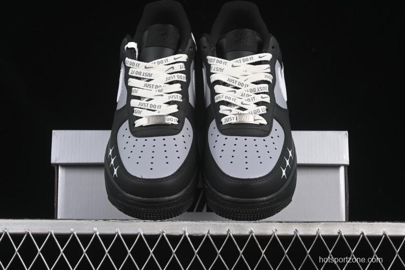Nike Air Force 1 '07 Low Black Silver Court Low-Top Casual Sneakers - ZH0316-085