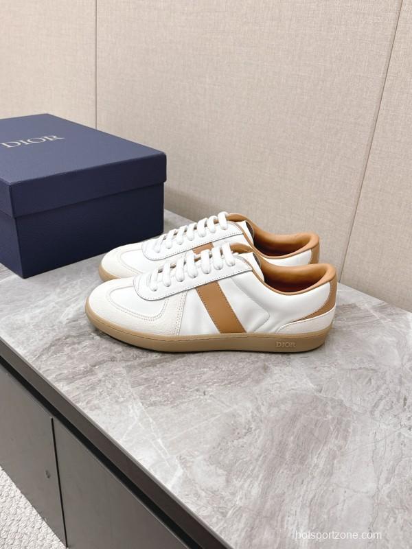 2025 Unisex Dior White Amber Leather Sneakers KFY00300