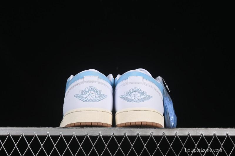 Nike Air Jordan 1 Low Worn Blue Denim Casual Sneakers - HQ2004-400