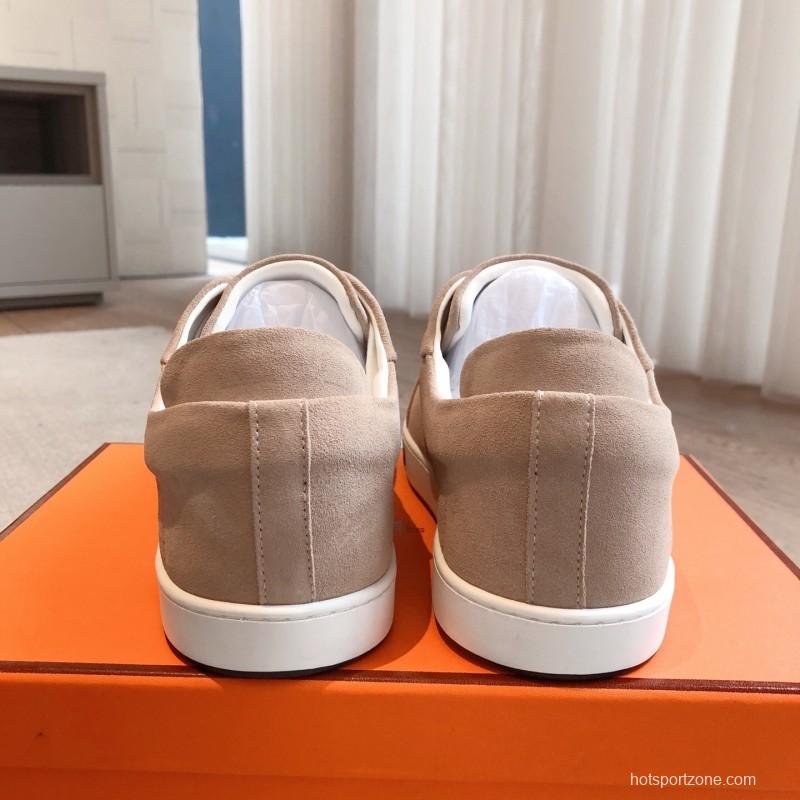 2025 Unisex H Beige White Suede Leather Sneakers AS00380