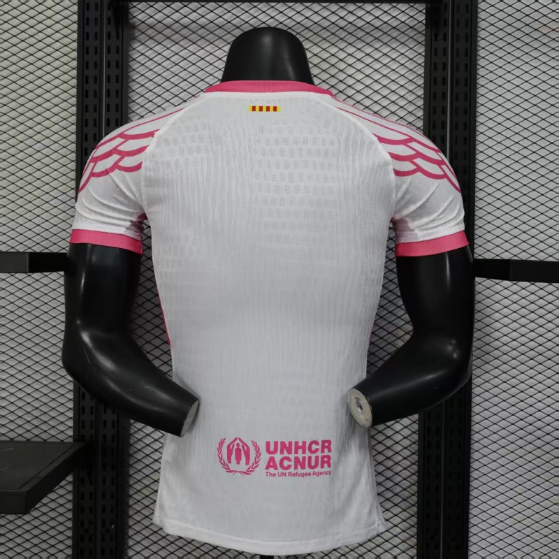 Player Version 25/26 FC Barcelona Pink White with Diagonal Stripe Pattern Jersey