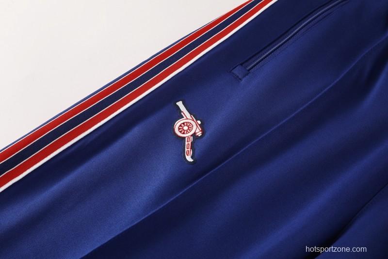 25/26 Arsenal Blue with Red & White Stripes Full Zipper Jacket +Long Pants