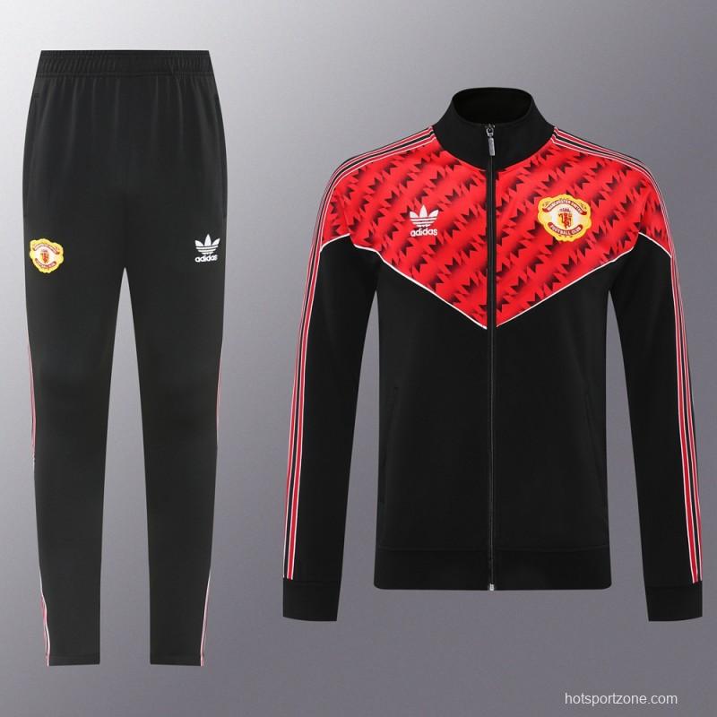 25/26 Manchester United Red/Black Full Zipper Jacket +Long Pants