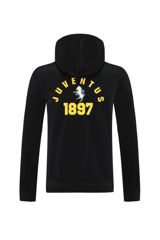 25/26 Juventus Black Hoodie Full Zipper Jacket + Long Pants