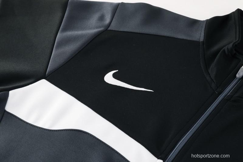 2025 Nike Black/Deep Grey Full Hoodie Zipper Jacket +Long Pants