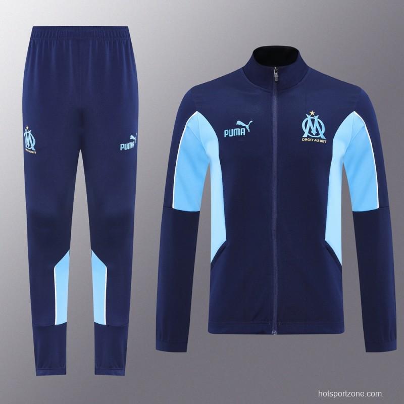 25/26 Olympique Marseille Blue/Navy Full Zipper Jacket +Long Pants