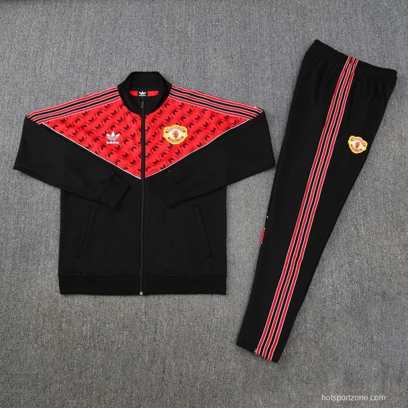 25/26 Manchester United Red/Black Full Zipper Jacket +Long Pants