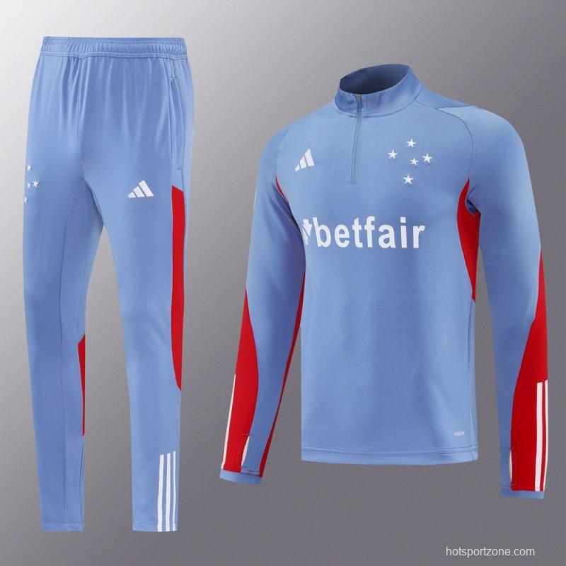 25/26 Cruzeiro Bluish Gray Navy Half Zipper Jacket+Long Pants