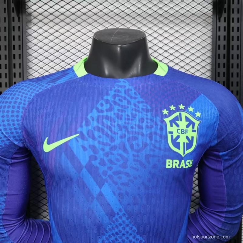 Player Version 2025 Brazil Away Long Sleeve Jersey